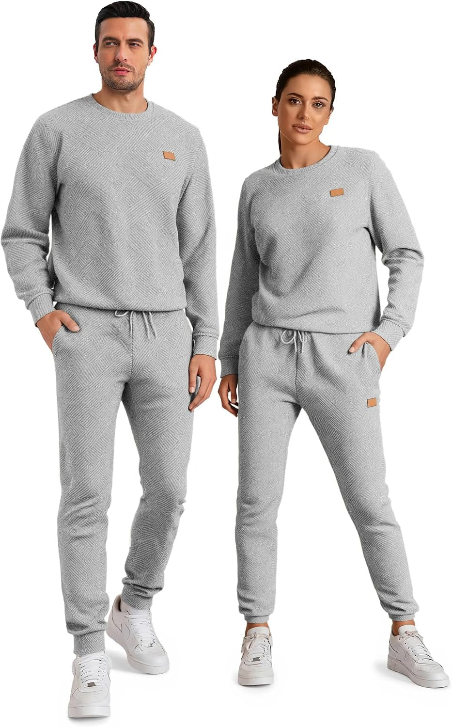 Mens 2 Piece Sweatsuit Crewneck Joggers Tracksuit