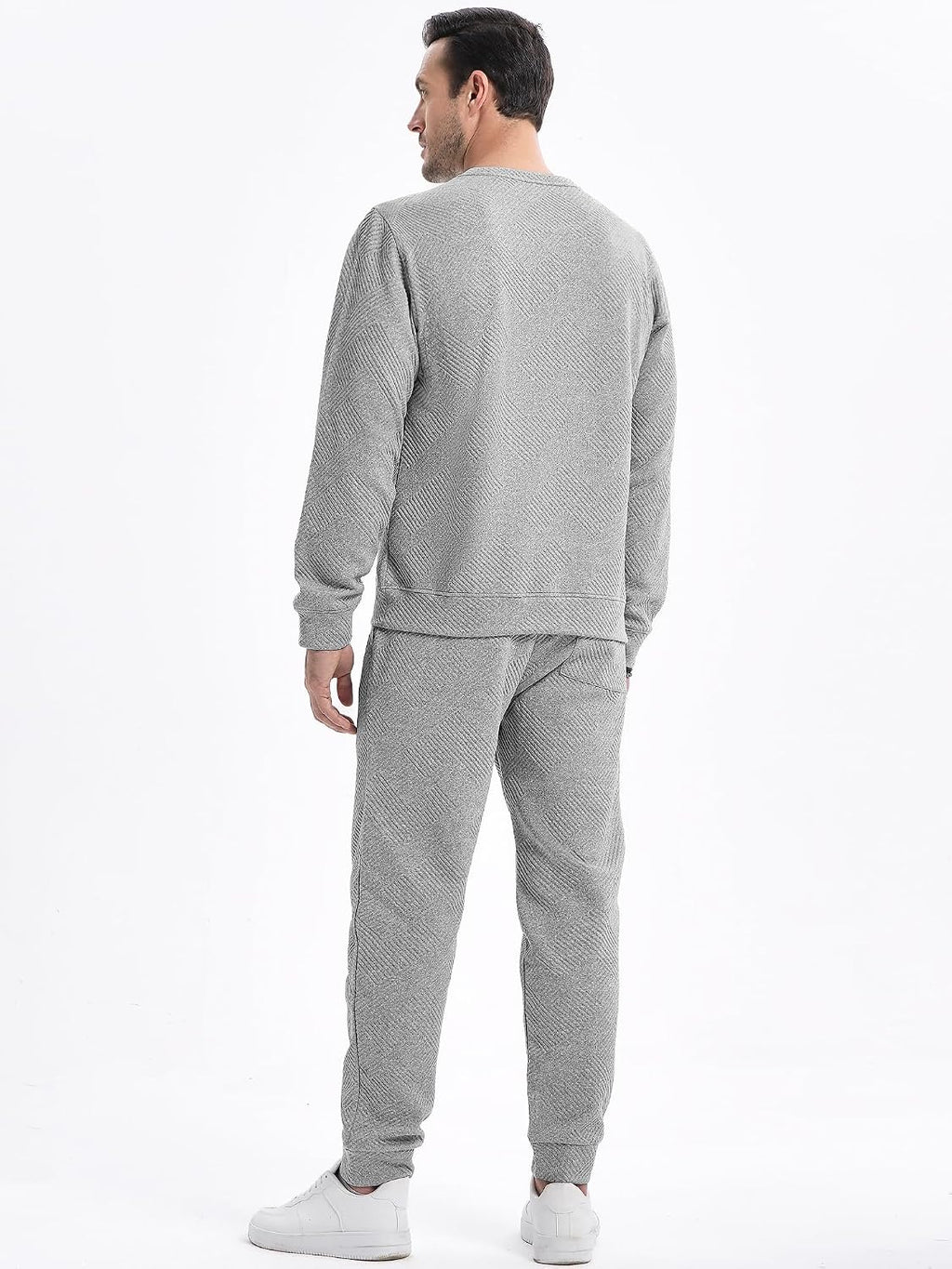 Mens 2 Piece Sweatsuit Crewneck Joggers Tracksuit