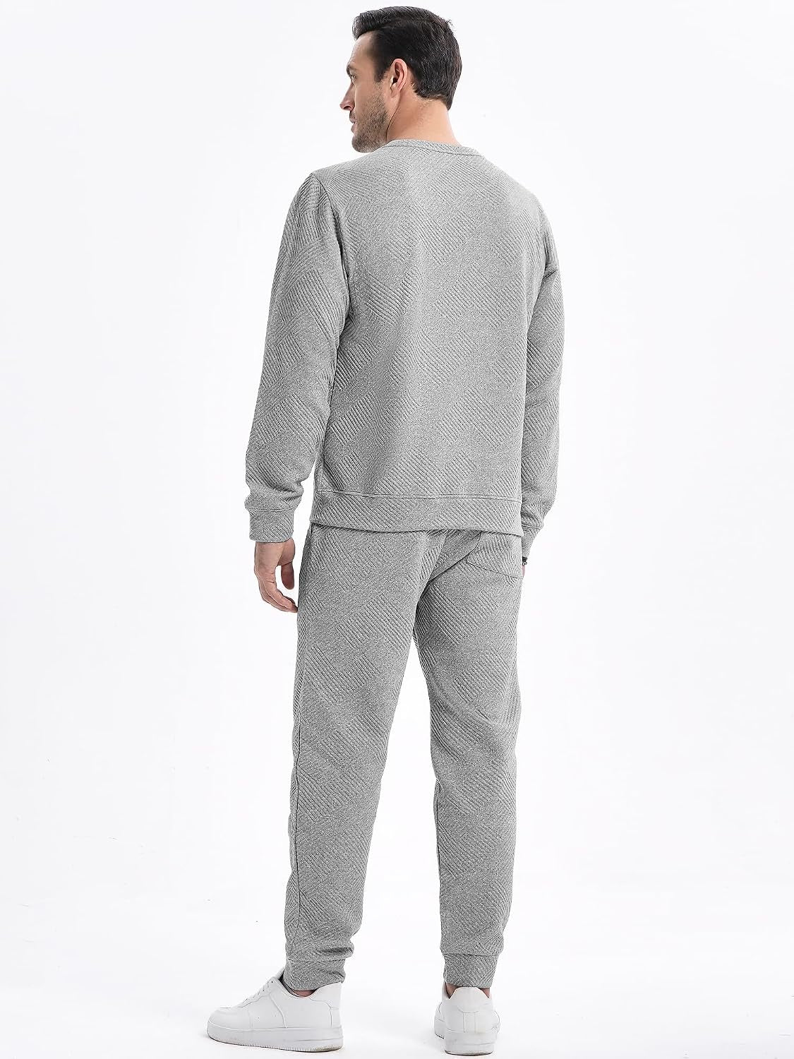 Mens 2 Piece Sweatsuit Crewneck Joggers Tracksuit