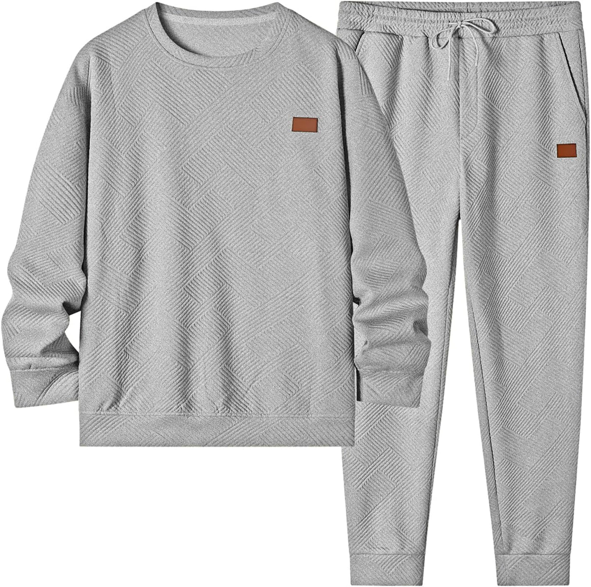 Mens 2 Piece Sweatsuit Crewneck Joggers Tracksuit
